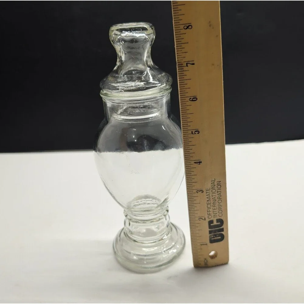 ​Vintage Clear Glass Pedestal Apothecary Jar Lidded Candy Dish Urn
